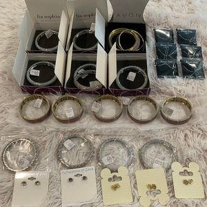 27 Pcs Jewelry Lia Sophia Bracelets Avon Bangles Disney Earrings Swarovski